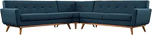 Modway Engage Mid Century Modern L Shaped Sectional Sofa In Azure