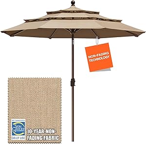 EliteShade USA 10-Year-Non-Fading 9Ft 3 Tiers Patio Market Umbrella