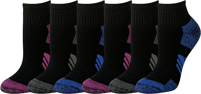 Amazon Essentials Women's Performance Cotton Cushioned Athletic Ankle Socks (6 Pairs)