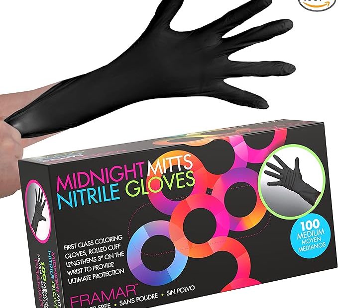 Framar Powder Free Nitrile Gloves 12 Inch Black Gloves Disposable Latex Free