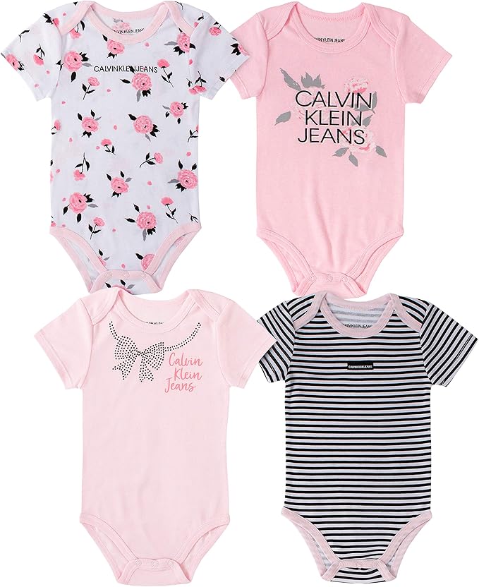 Calvin Klein baby-girls 4 Pieces Pack BodysuitsRompers